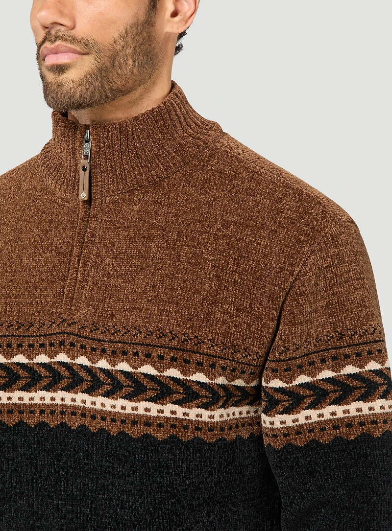 Black and Cognac Chenille Sweater