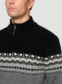 Chandail noir et gris en chenille