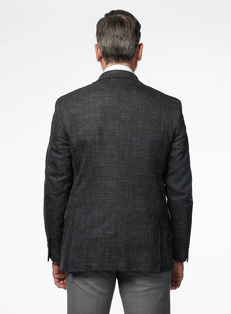Black Linen Effect Sport Jacket