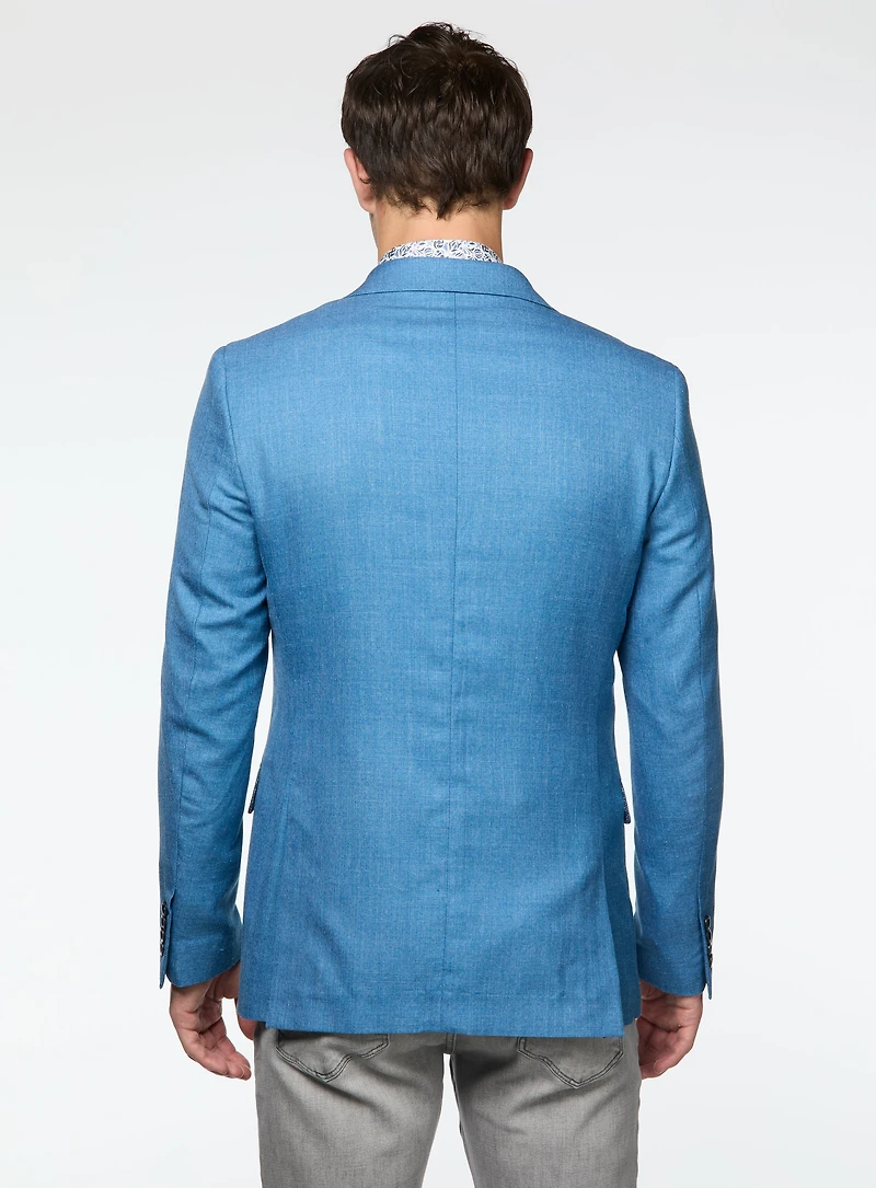 Veston bleu à effet lin