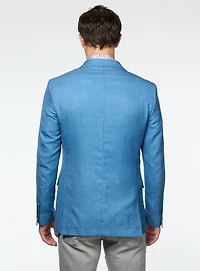 Veston bleu à effet lin