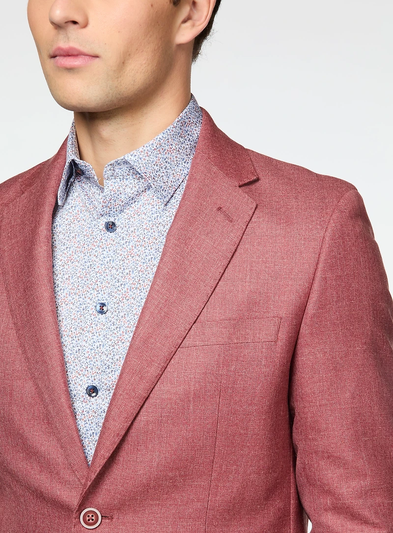 Red Linen Effect Sport Jacket
