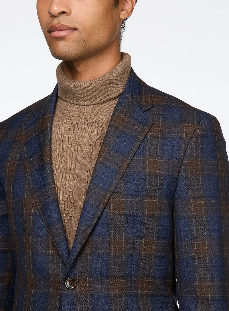 Navy Sport Jacket with Brown Checks