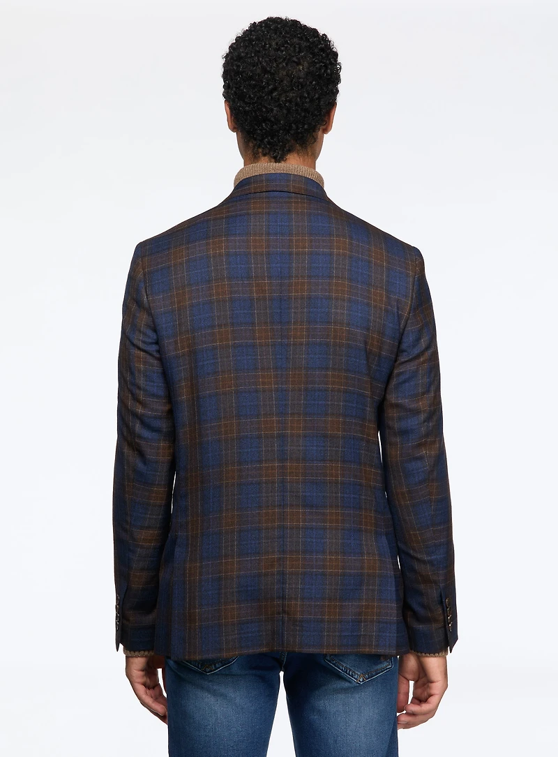Navy Sport Jacket with Brown Checks