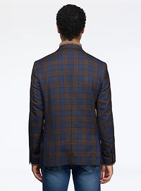 Navy Sport Jacket with Brown Checks