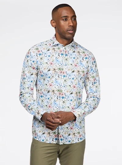 Chemise extensible à motif de fleurs