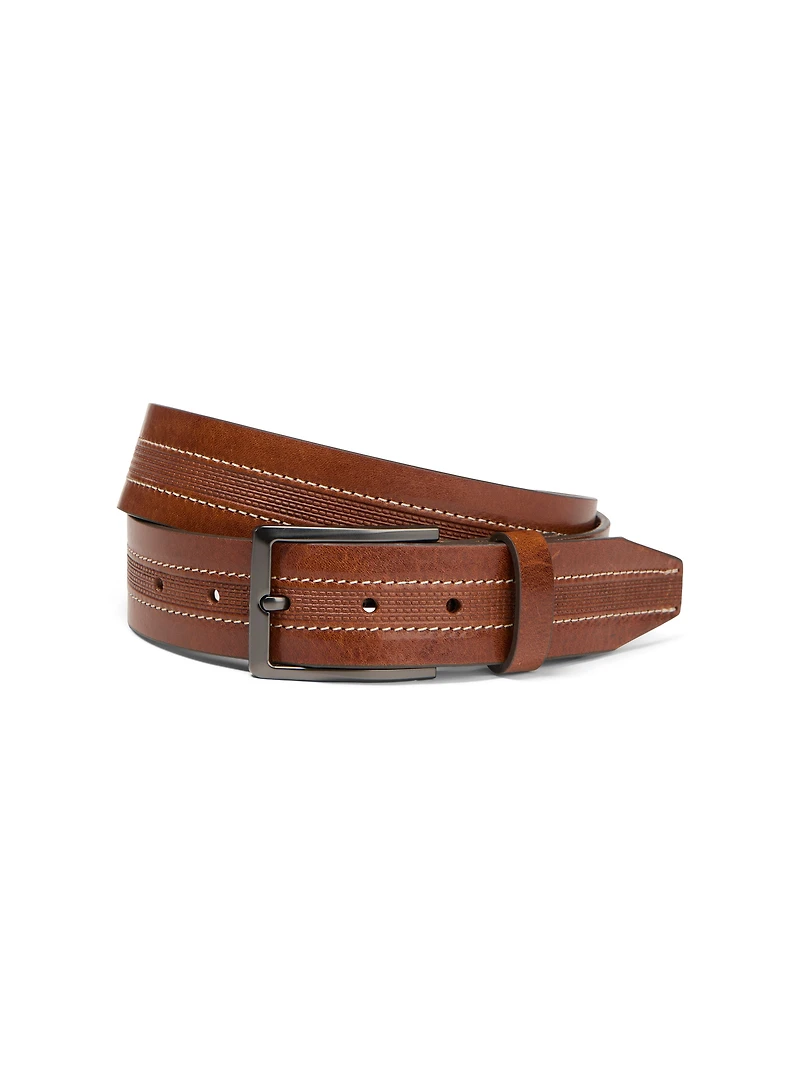 Textured Details Cognac Belt