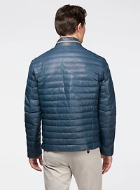 Blue Quilted Leather Jacket