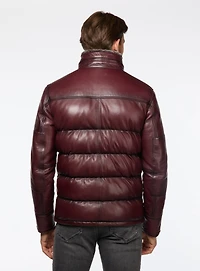 Manteau en cuir matelassé bourgogne