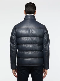 Manteau en cuir matelassé marine