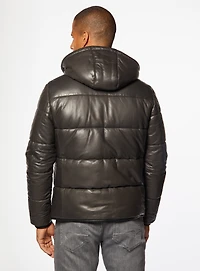 Hooded Brown Leather Jacket