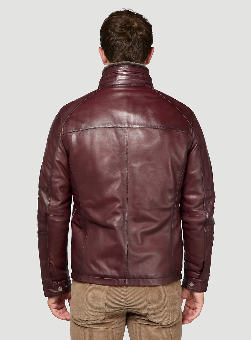 Manteau en cuir bourgogne