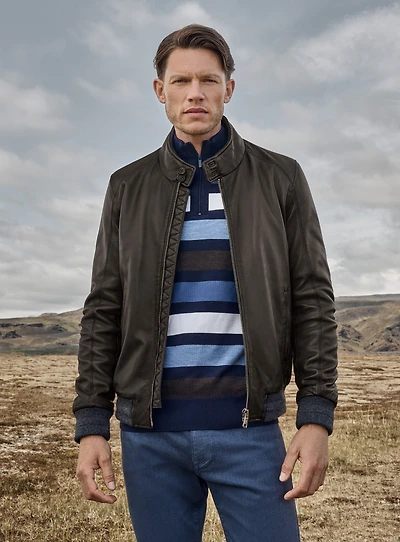 Manteau en cuir grainé