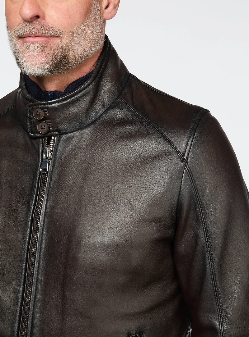 Manteau en cuir grainé