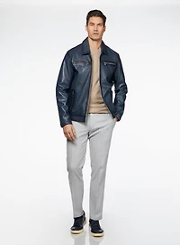Navy Leather Jacket