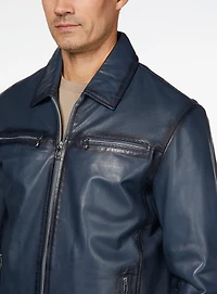 Navy Leather Jacket
