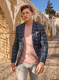 Veston marine à carreaux