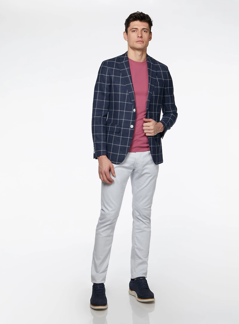 Navy Checked Sport Jacket
