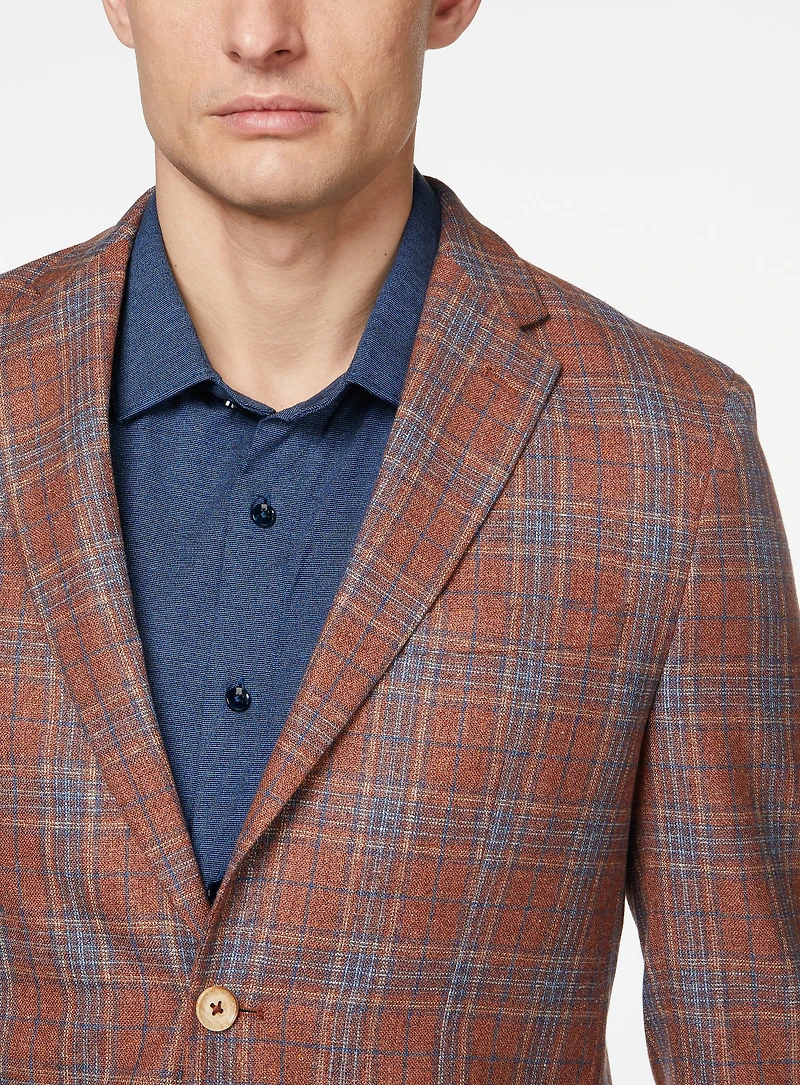 Veston orange à carreaux
