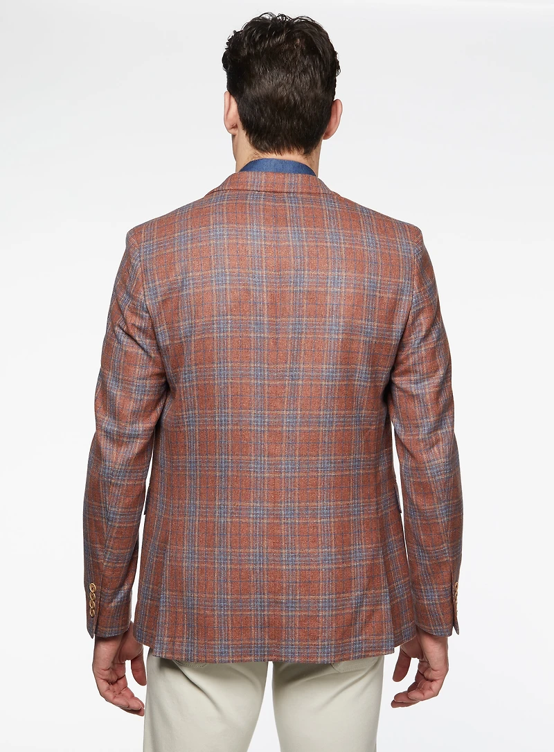 Veston orange à carreaux