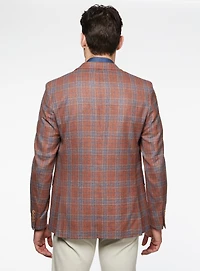 Veston orange à carreaux
