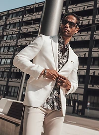 Veston en sergé blanc
