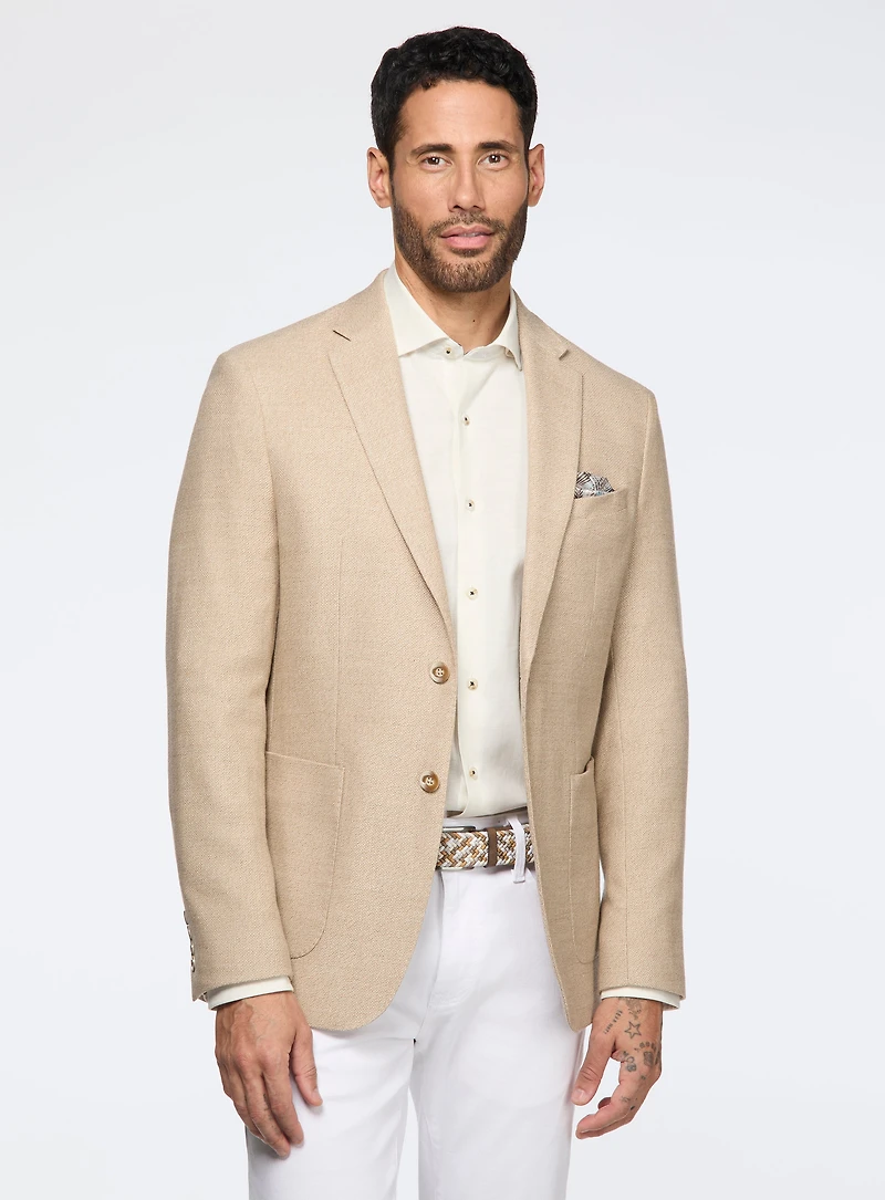 Veston beige à faux uni