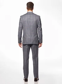 Beige Check Blue Suit