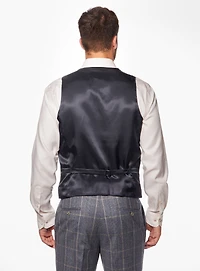 Beige Check Blue Vest