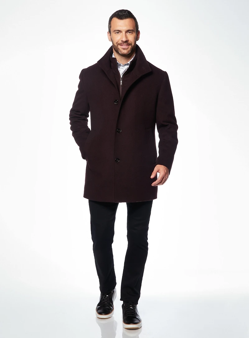 Manteau habillé uni à col montant