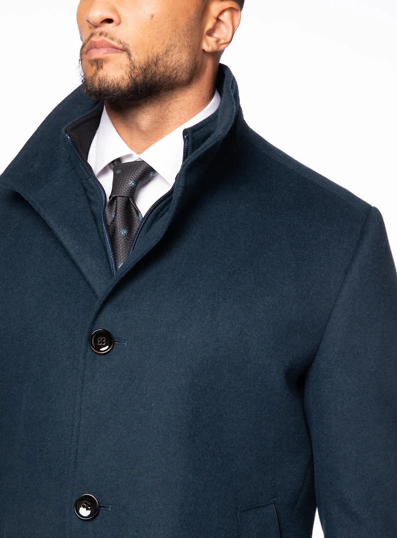 Stand Up Collar Solid Overcoat