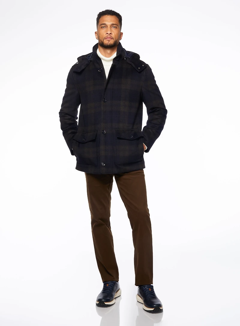 Manteau caban à carreaux