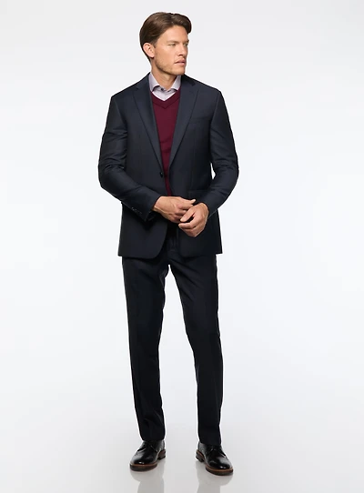 Navy Suit with Tone-on-Tone Squares