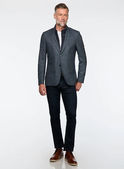 Navy Textured Knit Sport Jacket