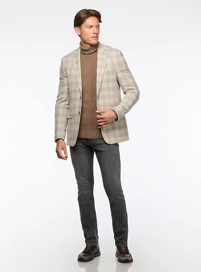 Veston beige à carreaux