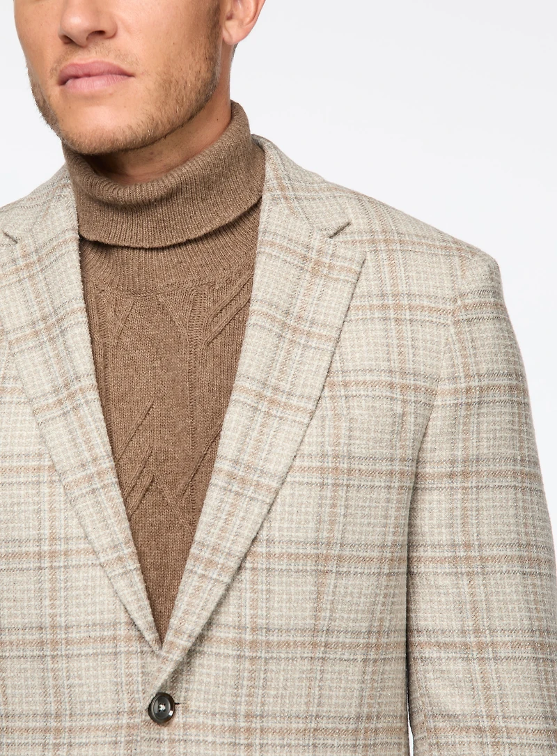 Veston beige à carreaux