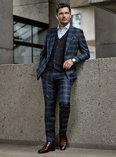 Navy Plaid Suit