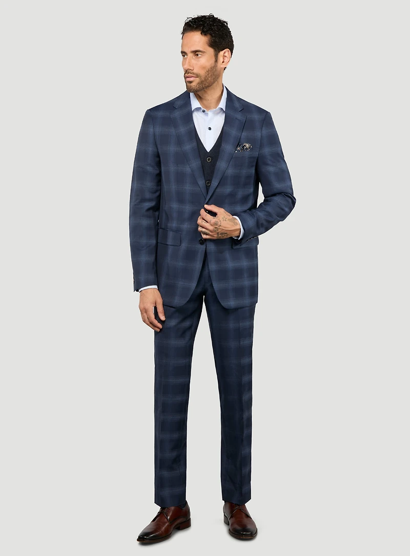 Navy Plaid Suit