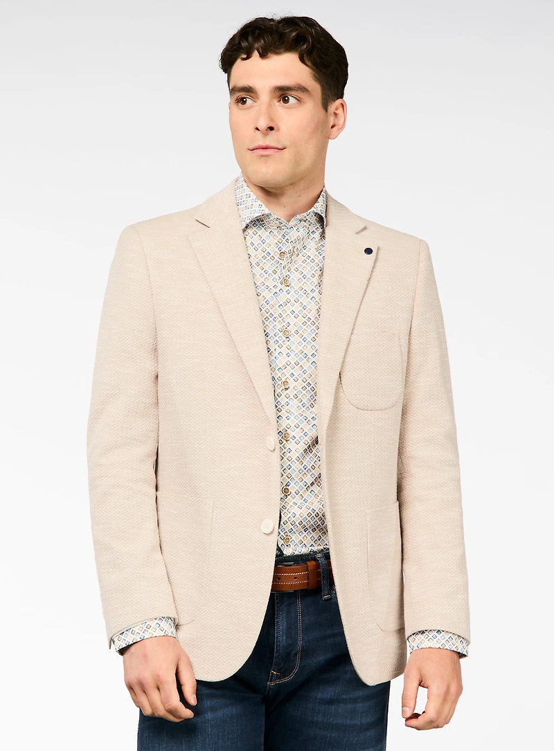 Textured Beige Sport Jacket