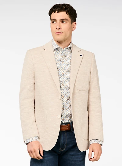Textured Beige Sport Jacket