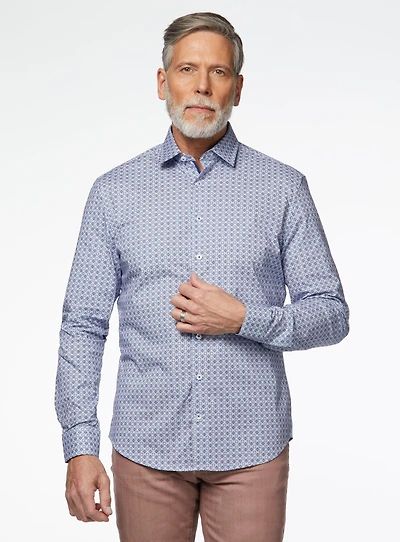 Chemise bleue à médaillons