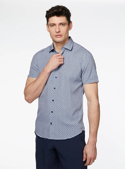 Chemise à manches courtes imprimée médaillons