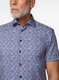 Chemise bleue à imprimé de fougères