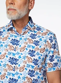 Chemise à manches courtes imprimée de fougères