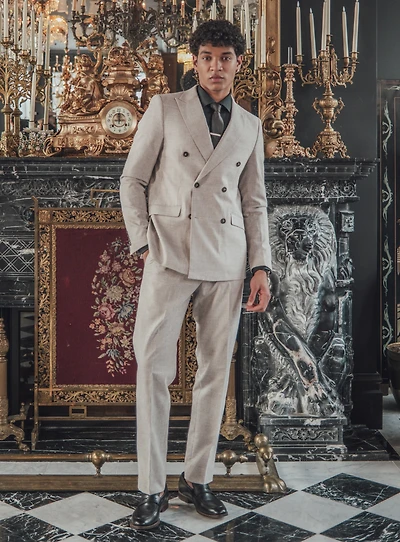 Beige Checkered Suit