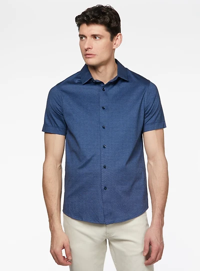 Chemise à manches courtes en jersey bleu