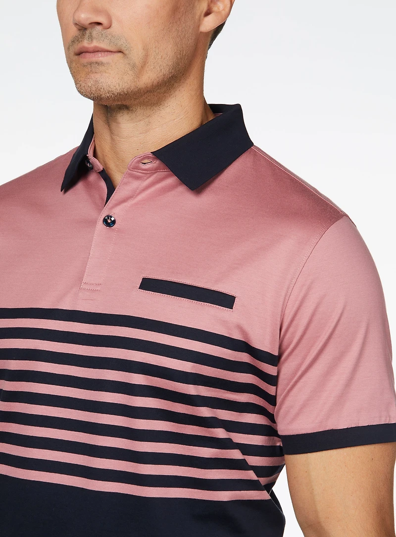 Two-Tone Striped Polo