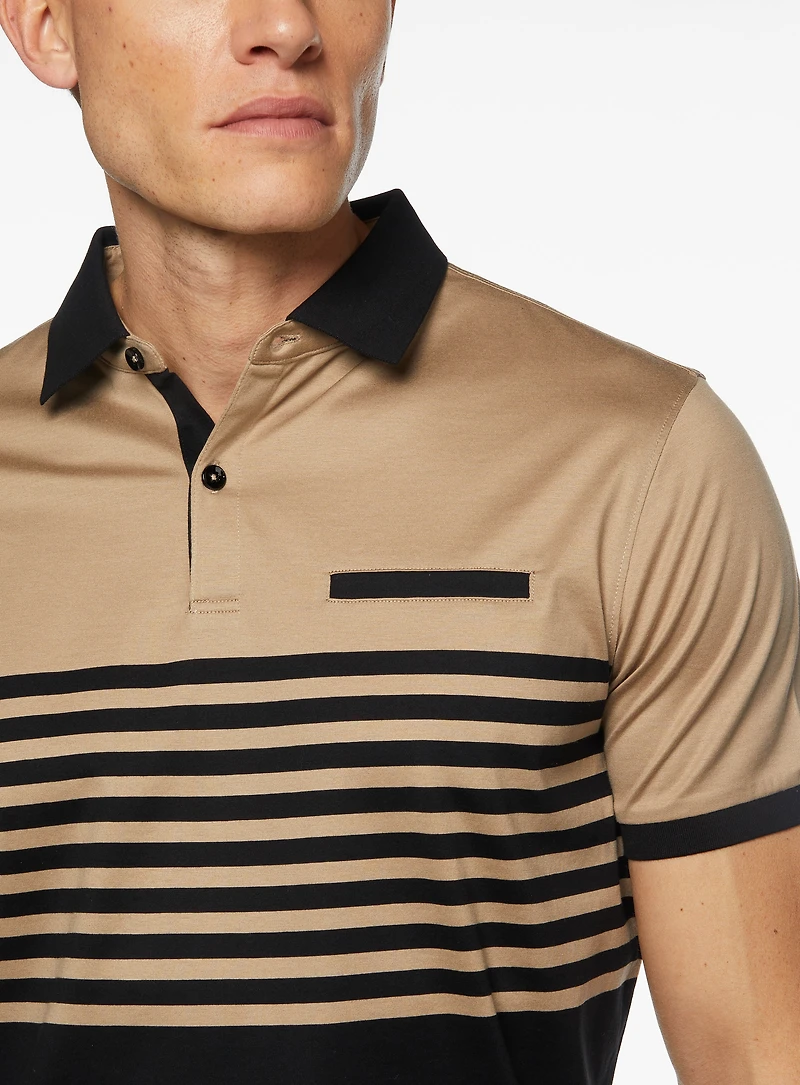 Two-Tone Striped Polo
