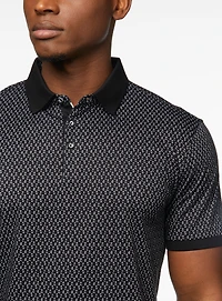 Polo noir à micro fleurs