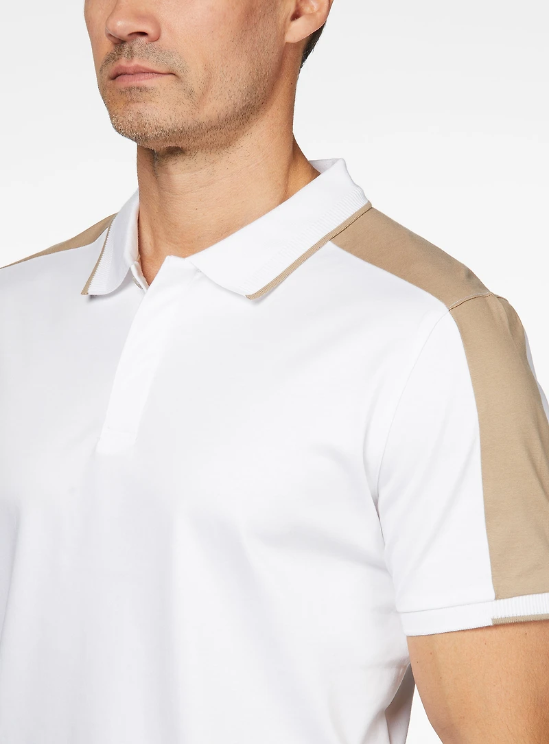 Polo blanc et beige